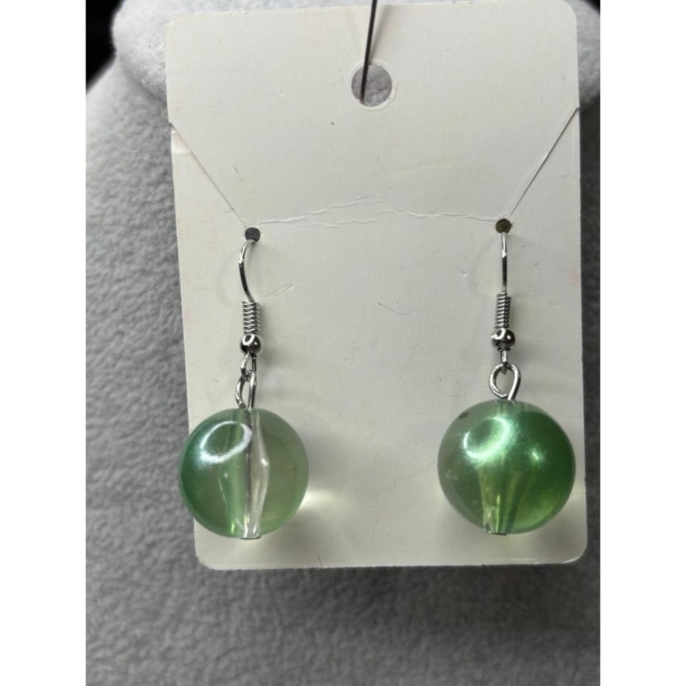 Green Glass Beaded Earrings